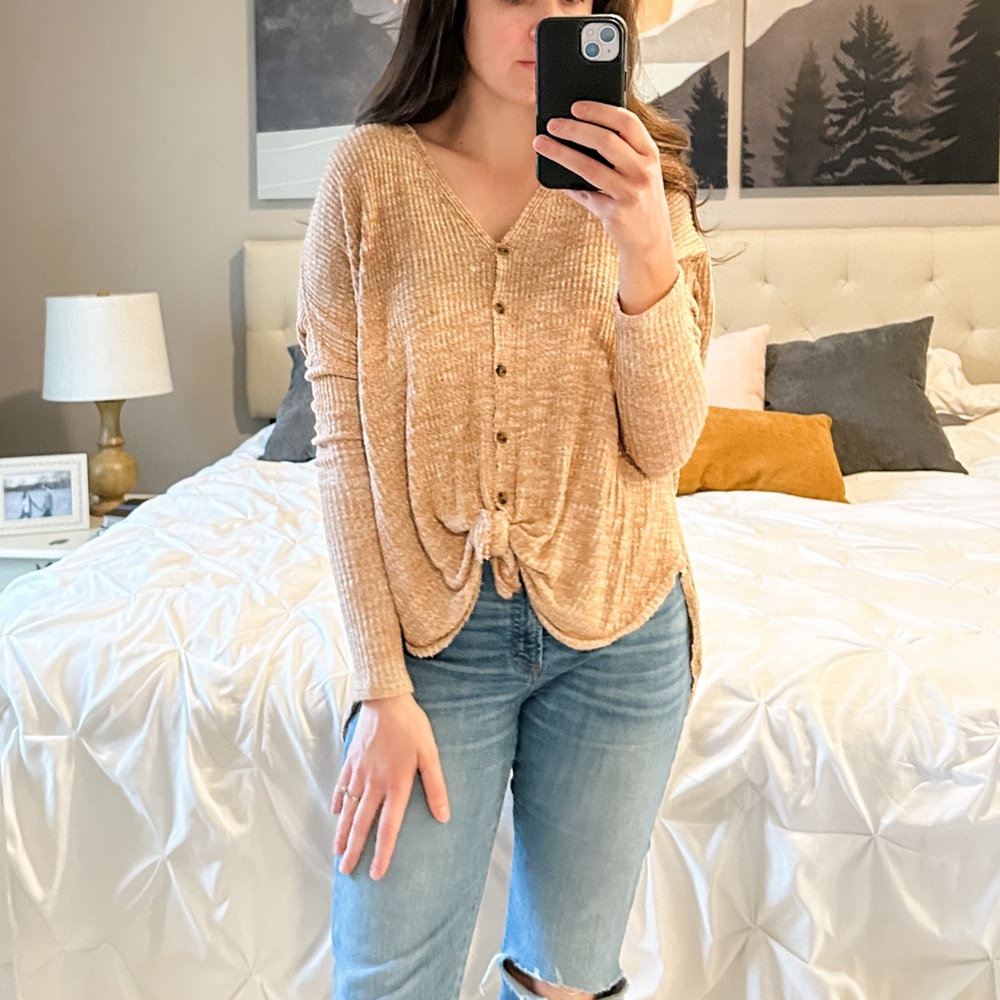 Urban Outfitters orange/brown button up sweater